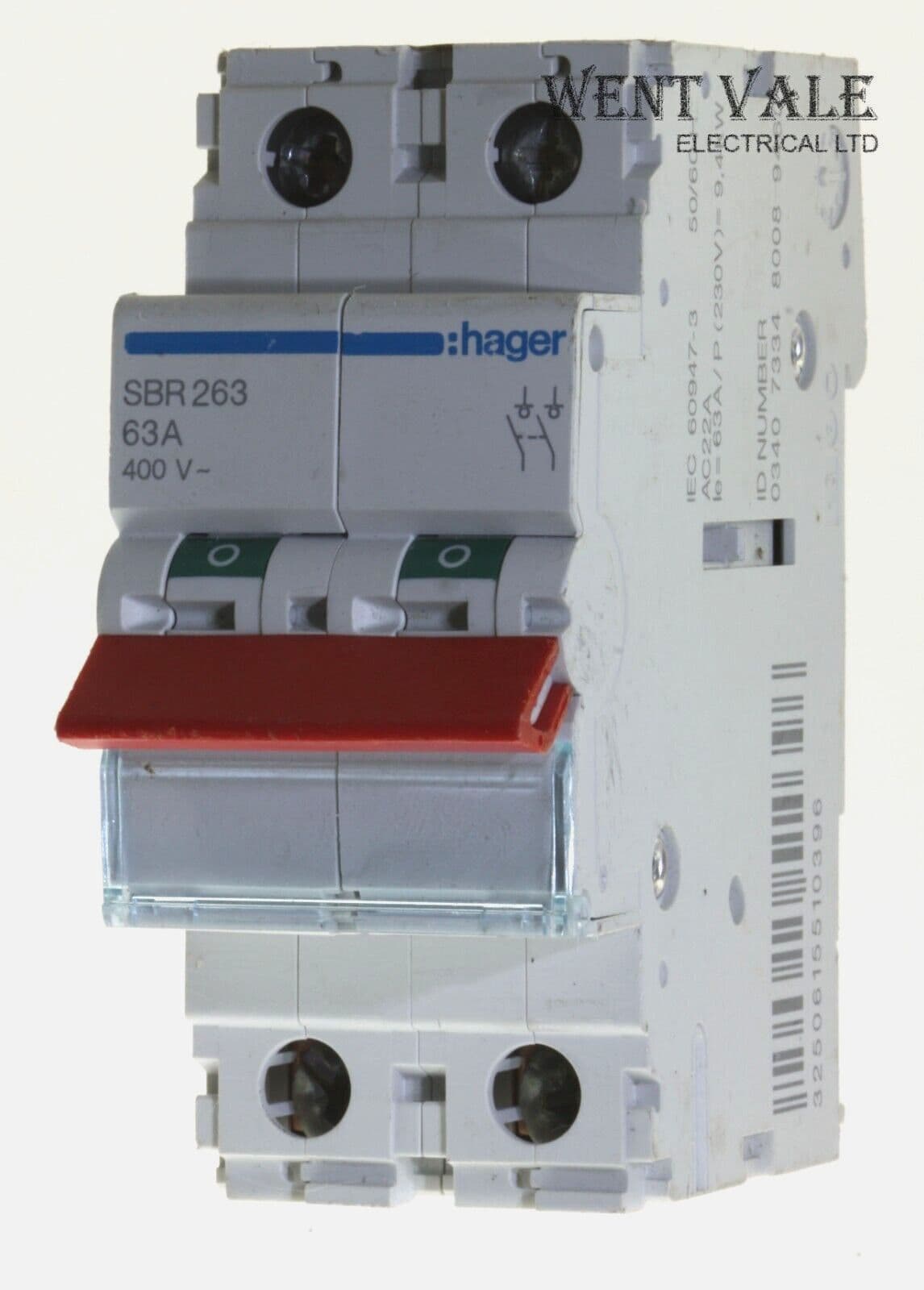 Switch Sw 263 Hager SBR 263 - 63a Double Pole Switch Disconnector Used