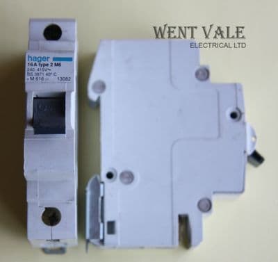 Hager -  xM 616 U1-13082 - 16a Type 2 Single Pole MCB Used