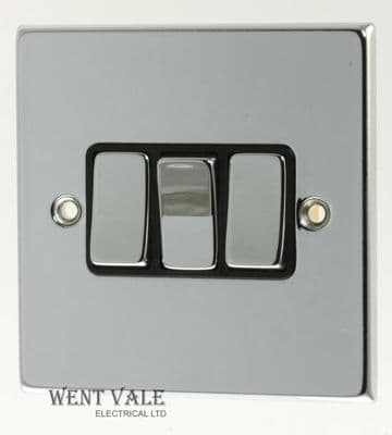 Hamilton Hartland - 77R23BC-B - 10a 3 Gang 2 Way Plate Switch in Bright Chrome
