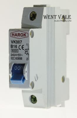 Harok VK007-B16 - 16a Type B Single Pole MCB Unused
