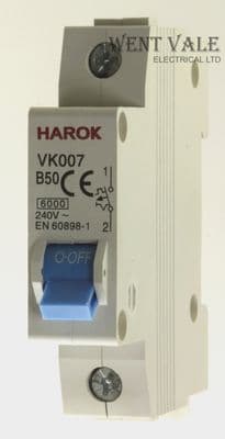 Harok VK007-B50 - 50a Type B Single Pole MCB Unused