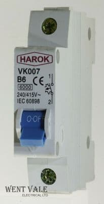 Harok VK007-B6 - 6a Type B Single Pole MCB Used