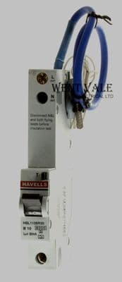 Havells Homesafe - HSL110BR30 - 10a 30mA Type B Single Pole Class A RCBO Unused