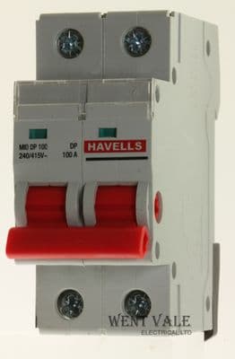 Havells Homesafe - M10 DP 100 - 100a AC22A Double Pole Switch Disconnector New
