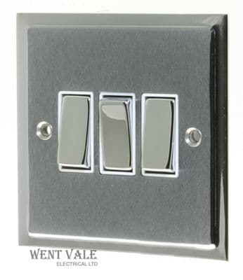 Heritage Brass - Elite Stepped - S03.820.PCW - 10a 3g 2w Switch in Satin Chrome