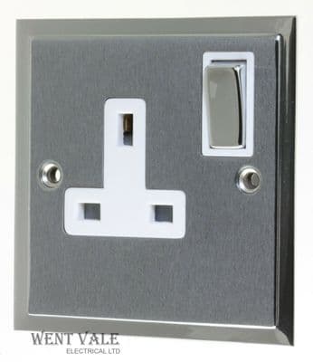 Heritage Brass - Elite Stepped - S03.840.PCW - 13a 1 Gang Socket in Satin Chrome
