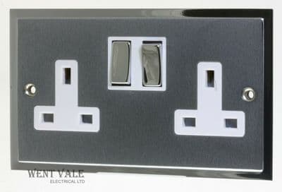 Heritage Brass - Elite Stepped - S03.850.PCW - 13a Twin Socket in Satin Chrome