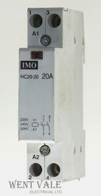 IMO HC20-20 - 20a Two Pole Normally Open Contactor with 220-240Vac Coil Used