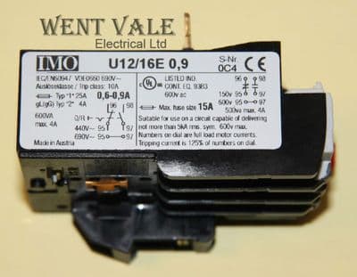 IMO OL01C - U12/16E 0.9. - 0.6 to 0.9 amp Thermal Overload Relay Un-used.