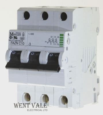 Klöckner Moeller FAZN C10-3 - 10a Type C Triple Pole MCB Used