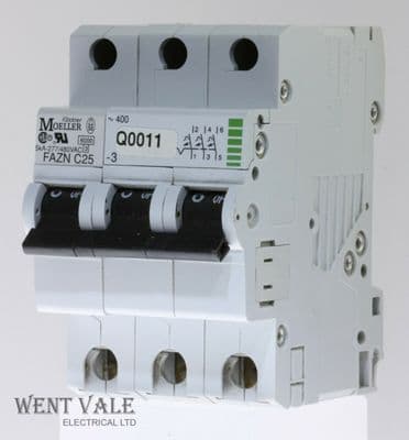 Klöckner Moeller FAZN C25-3 - 25a Type C Triple Pole MCB Used