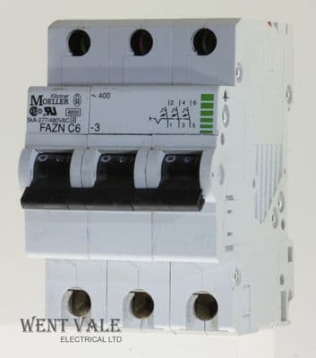 Klöckner Moeller FAZN C6-3 - 6a Type C Triple Pole MCB Used