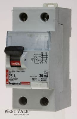 Legrand Lexic - 086 28 - 25a 30mA Single Pole + Switched Neutral RCD Used