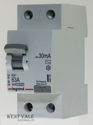Legrand RX3 - 4020 26 - 63a 30mA Double Pole Type AC RCCB Unused