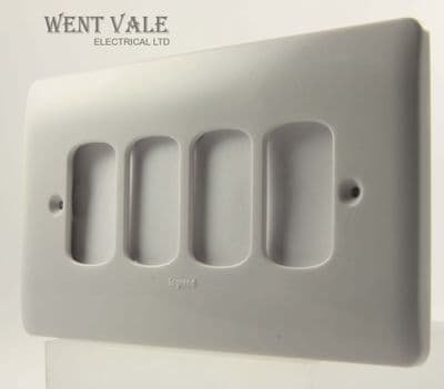 Legrand Synergy - 7301 94 - White Moulded 4 Module Grid Switch Front Plate New