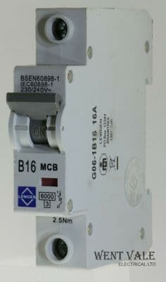 Lewden G06-1B16 - 16a Type B Single Pole MCB Used