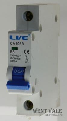LVE - CA106B - 6a Type B Single Pole MCB Used