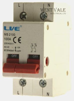 LVE - MS2100 - 100a Double Pole Switch Disconnector Used