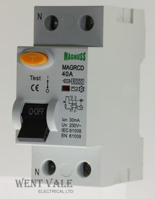 Magnuss MAGRCD240/30  -  40a 30mA AC Type Double Pole RCD New