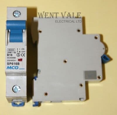 MCG JVM1-63-SP616B - 16a Type B Single Pole MCB Used