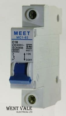 Meet SNI - MC1-63/C16 - 16a Type C Single Pole MCB Unused
