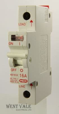 MEM/Delta 2000 - AB16S2 - 16a Type 2 Single Pole MCB
