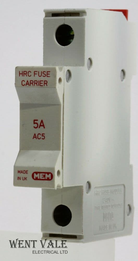 MEM/Delta AC5 5a Single Pole BS 1361 Fuse Carrier and HRC Fuse Used