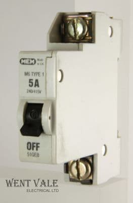 MEM Memera 21 - 51QEB - 5a Type 1 MK 2 Single Pole MCB Used