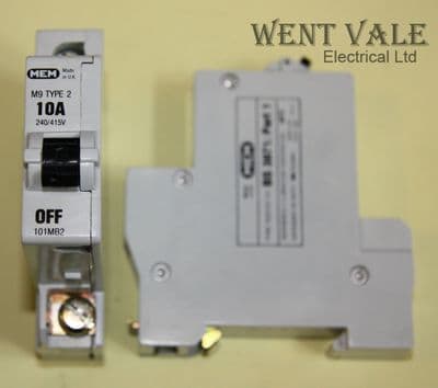 MEM Memshield 1 - 101MB2 - 10a Type 2 Single Pole MCB Used