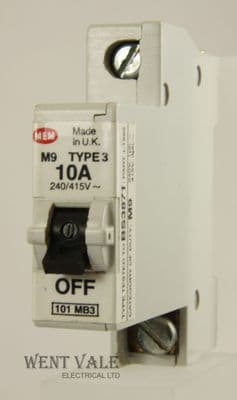 MEM Memshield 1 - 101MB3 - 10a Type 3 Single Pole MCB