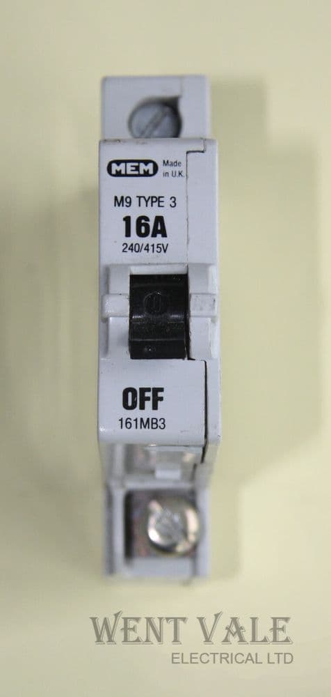 MEM Memshield 1 - 161MB3 - 16a Type 3 Single Pole MCB Used