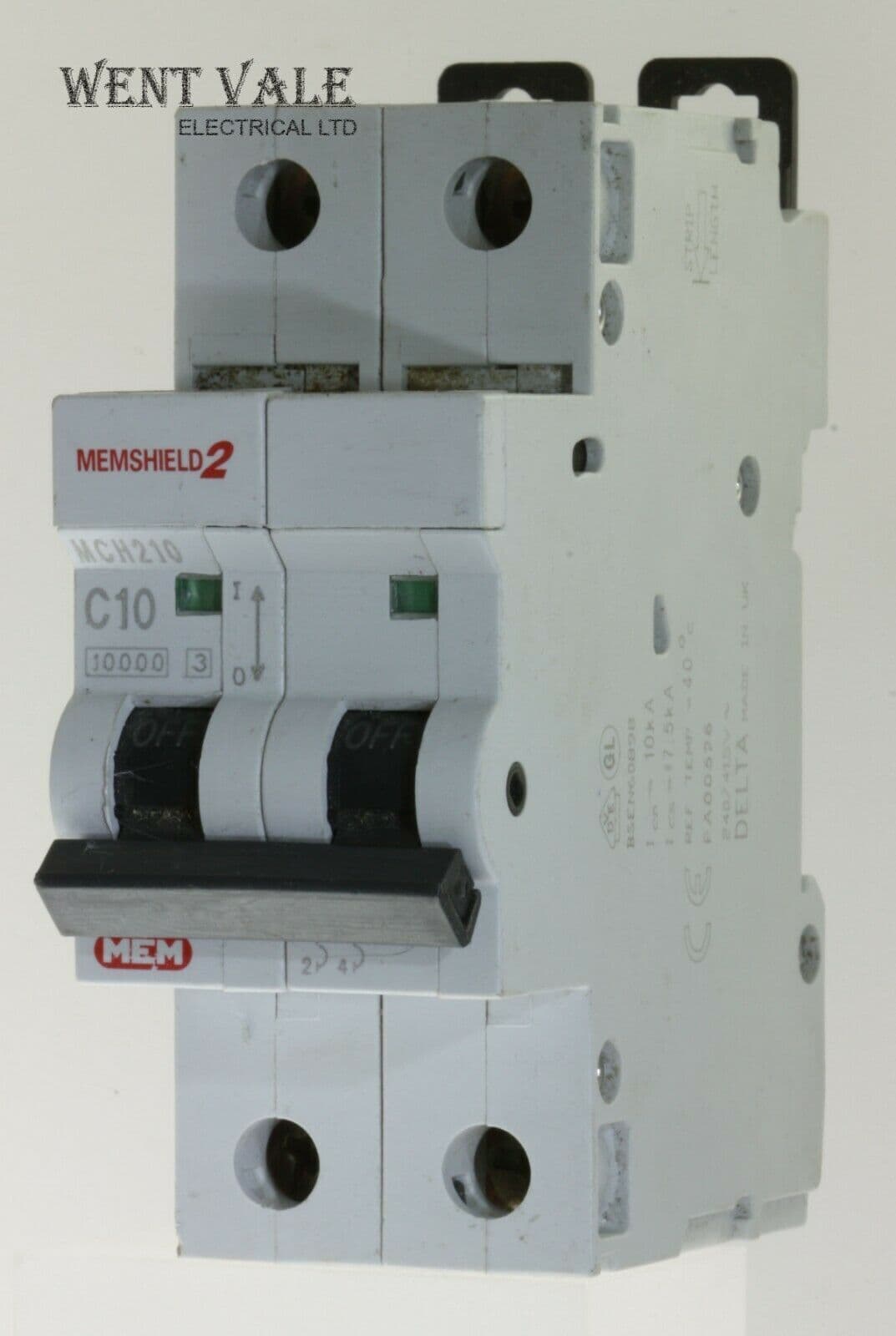 MEM Memshield 2 - MCH210 - 10a Type C Double Pole MCB Used