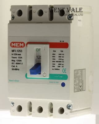 MEM Memshield 2 - MFL1253 - 125a Cat A F-Frame Triple Pole MCCB New