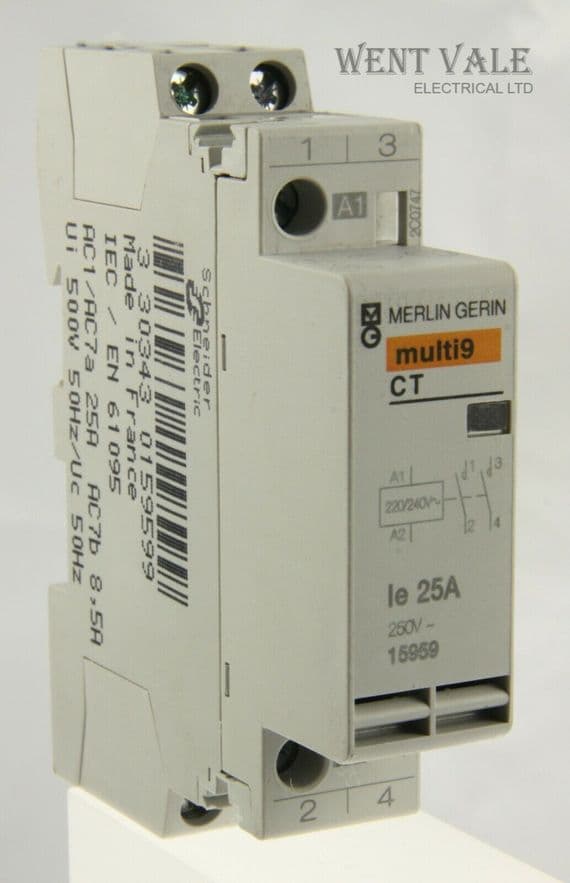 Merlin Gerin Multi 9 - 15959 - CT Double Pole 25a NO Contactor 240v ...