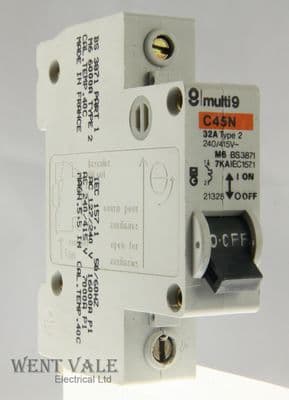Merlin Gerin Multi 9 - C45N132-21328 T2 - 32a Type 2 Single Pole MCB Used