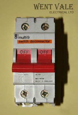 Merlin Gerin - Multi 9 - MGI1002 - 100a Double Pole Switch Disconnecter Used