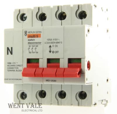 Merlin Gerin - Multi 9 - MGI1253N - 125a Triple Pole + N Switch Disconnecter Used