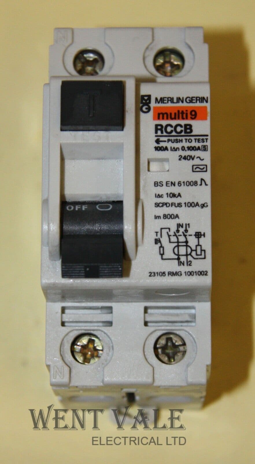 Merlin Gerin Multi 9 RMG100100223102 100A 100mA Double Pole RCCB Used Merlin Gerin Multi 9 RMG100100223102 100A 100mA Double Pole RCCB Used