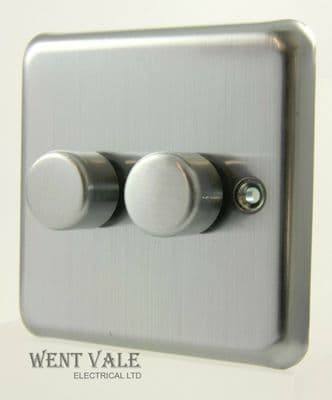 MK Albany Plus - K1532 MCOLV - 2 Gang 2 Way 60 to 250w Twin Dimmer Switch New