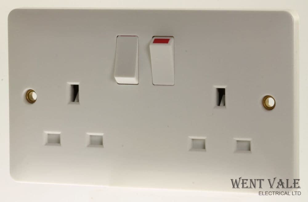 MK Base - MB2747DPWHI - 13a Two Gang Double Pole Switched Socket