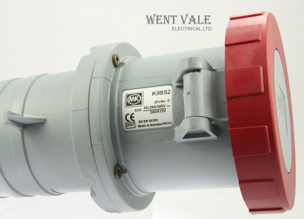 MK Commando - K9852 RED - 63 Amp 3 PIN N E 380-415v Watertight IP67 Skt New