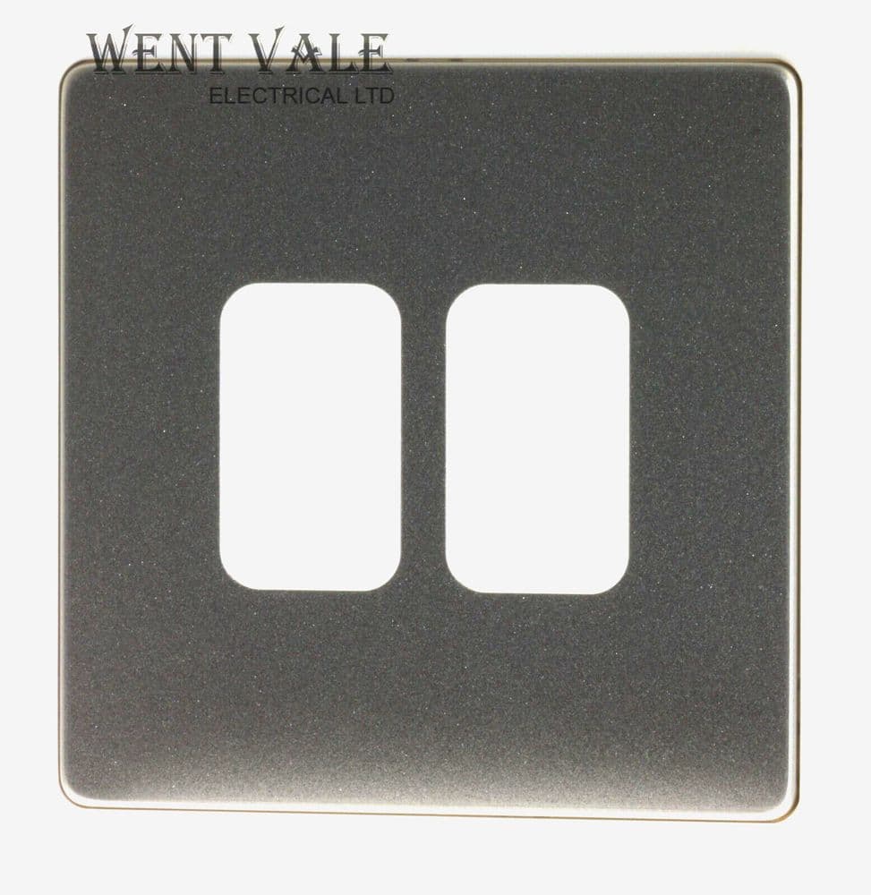 MK Dimensions - MHFP002SSTW - 1 Gang 2 Mod Grid Switch Front Plate