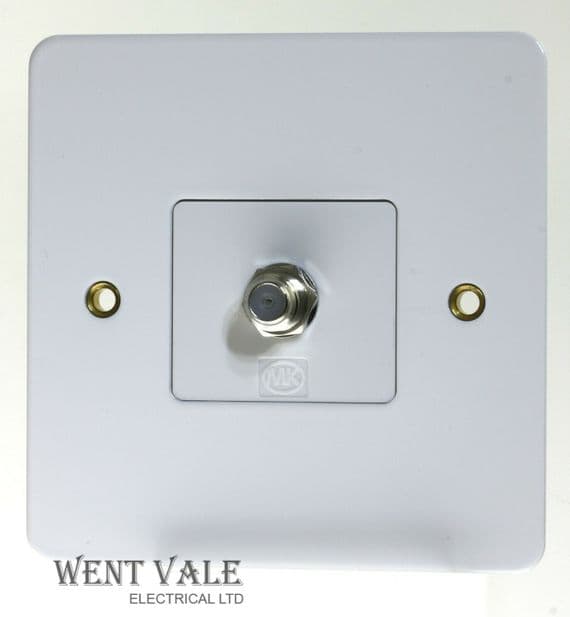 MK Edge - K14325 WHI W - 1 Gang Single F-Type Satellite Outlet Socket