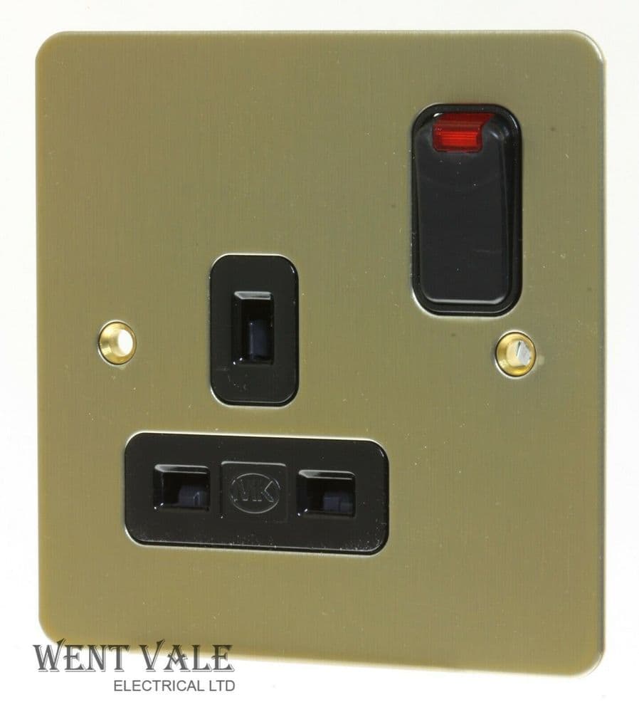 MK Edge K14657 SAG B 13a One Gang Single Socket With Neon in Satin Gold
