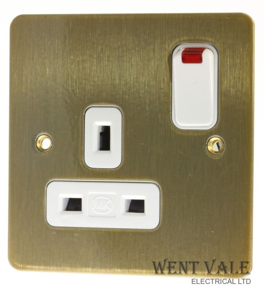 MK Edge K14657 SAG W 13a One Gang Single Socket With Neon in Satin Gold