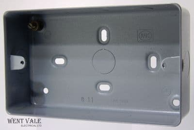 MK Electric Boxes - K2214 ALM - Twin 41mm Deep Surface Metal Box With Knockouts