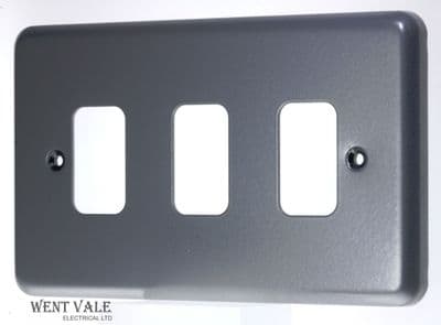 MK Grid/Metalclad Plus - K3493 ALM - 3 Module Switch Plate Unused