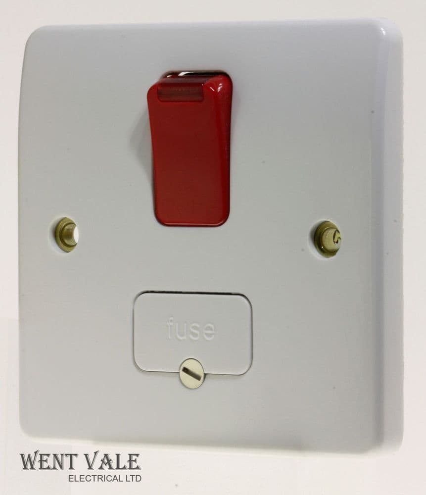 MK Logic Plus - K1060D1 WHI - 13a Swd Fused Connection Unit Red Rocker ...