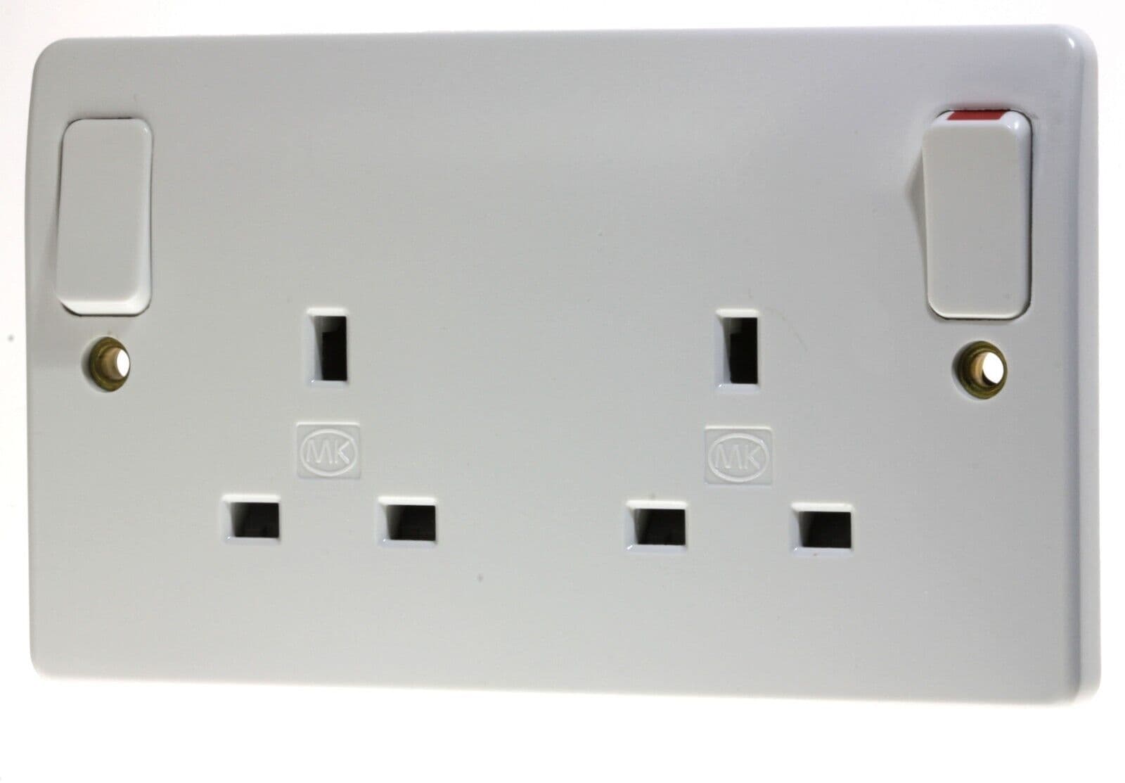 MK Logic Plus K2746 WHI - 13a Twin Double Pole Switched Socket Outboard ...