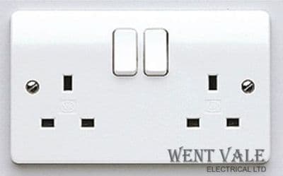 MK Logic Plus - K2747 WHI - 13a Twin Double Pole Switched Socket New